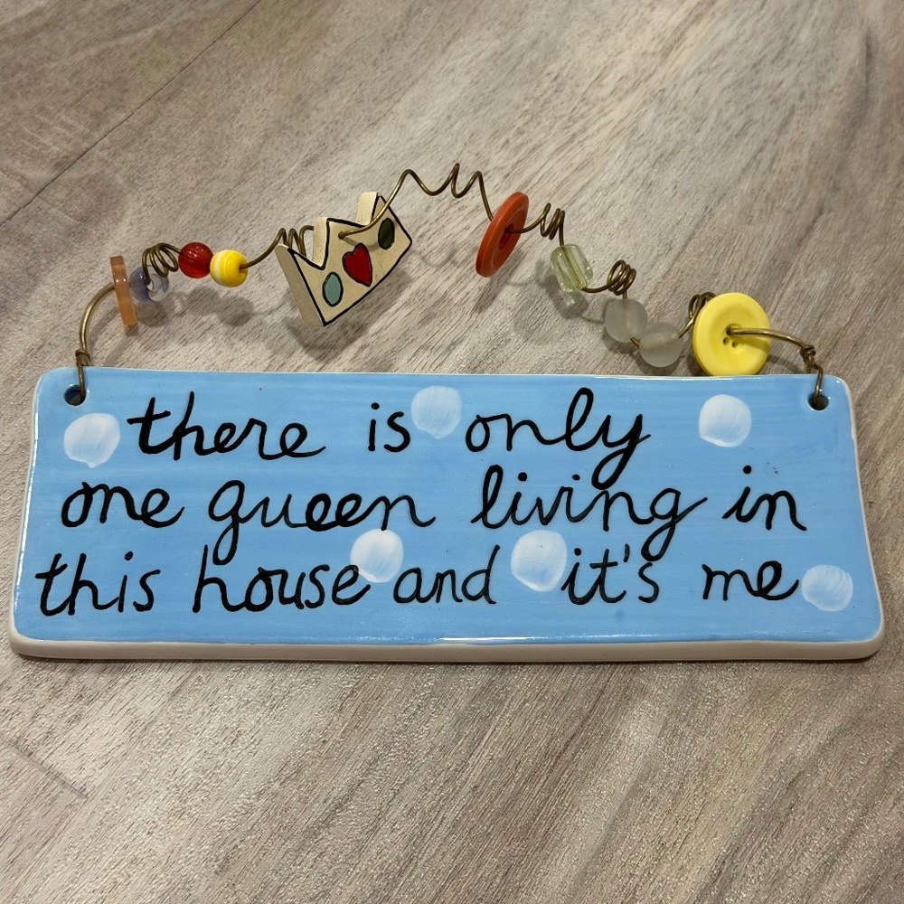Sandra Magsamen for Silvestri Ceramic Plaque “Only One Queen” Polka Dot Sign